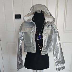 Silver Hooded Women's Jacket